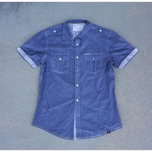 Marc Ecko Cut &‎ Sew Men's Short Sleeve Button-Up Shirt Medium Gray